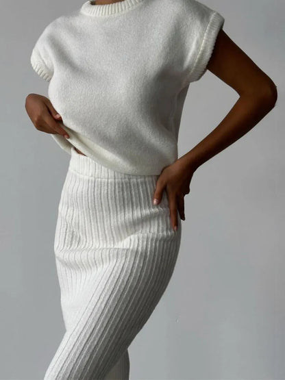 Élodie Lavin® | Nieuwe Eenvoudige Veelzijdige Sweater Set Dames Mouwloze Pullover