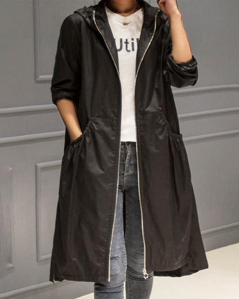 Pauline Laurent® | Halflange jas met capuchon in Koreaanse stijl