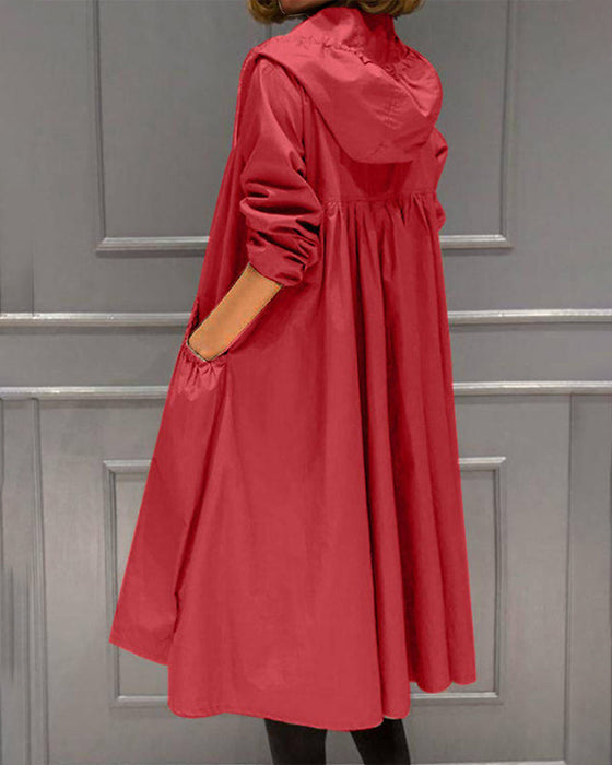 Pauline Laurent® | Halflange jas met capuchon in Koreaanse stijl